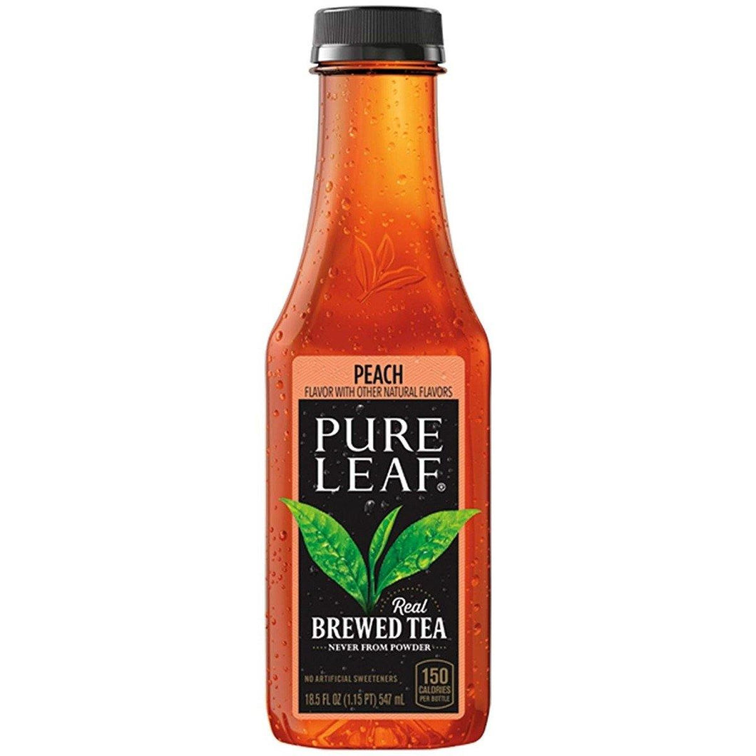 Pure Leaf Real Brewed Black Iced Tea, Peach, 18.5 Fl. Oz (Pack Of 12) - Oasis Snacks