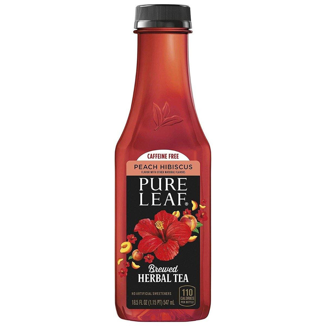 Pure Leaf Herbals Iced Tea, Peach Hibiscus, 18.5 Fl Oz. Bottles (Pack of 12) - Oasis Snacks