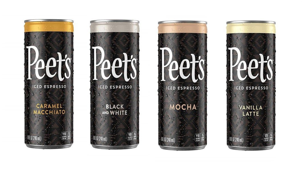 Peet's Iced Espresso, 4 Flavor Variety, 8 oz (Pack of 12) - Oasis Snacks