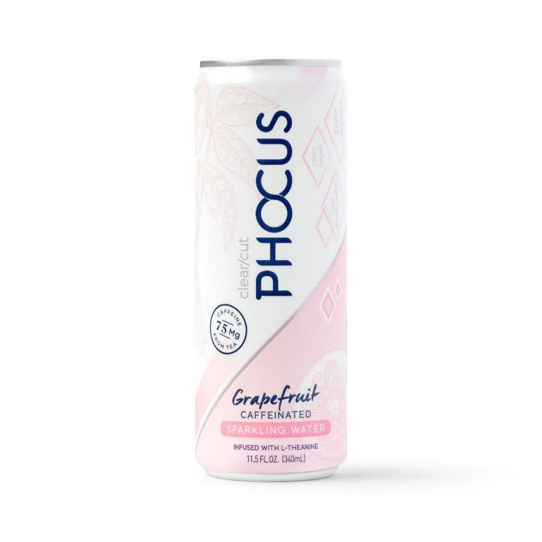 Phocus Caffeinated Sparkling Water, Grapefruit, 11.5 ounces (Pack of 12) - Oasis Snacks