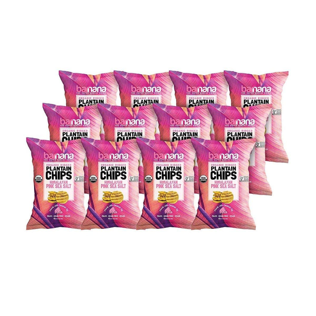 Barnana Organic Plantain Chips, Himalayan Pink Salt, 1.5 Ounce (Pack of 12) - Oasis Snacks