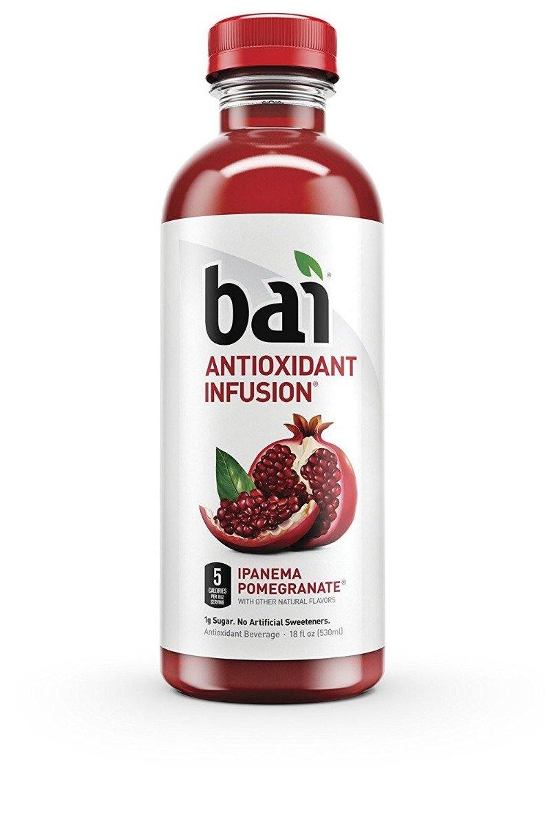 Bai Flavored Water, Ipanema Pomegranate, Antioxidant Infused Drinks, 18 fl oz (Pack of 12) - Oasis Snacks