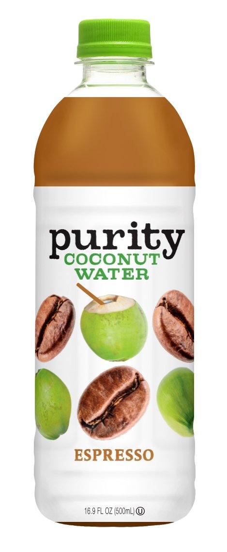 Purity Organic Espresso Flavored Coconut Water, 16.9 oz (Pack of 12) - Oasis Snacks
