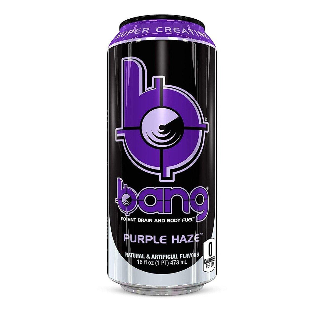 BANG Energy Drink, Purple Haze, 16oz Cans (Pack of 12) - Oasis Snacks