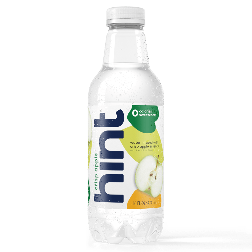 Hint Premium Crisp Apple Unsweetened Essence Water 16 oz Plastic Bottles (12 Pack) - Oasis Snacks