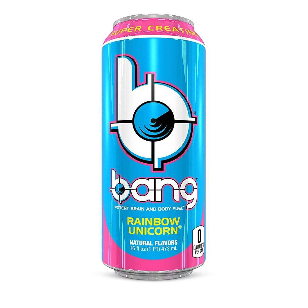 BANG Energy Drink, Rainbow Unicorn, 16oz Cans (Pack of 12) - Oasis Snacks