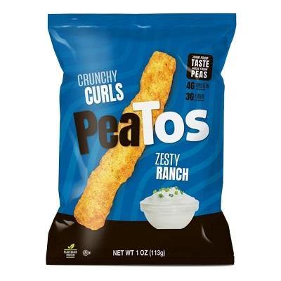 Peatos Crunchy Puffs Pea Plant Protein Snack, Ranch, 1 Ounce (Pack of 12) - Oasis Snacks