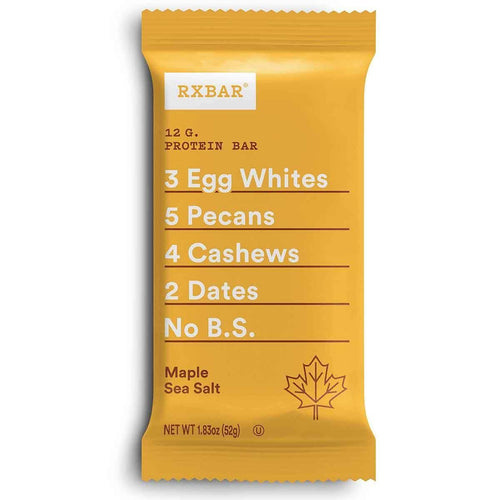RXBAR 12g Protein Bar, Maple Sea Salt, 1.83oz (Pack of 12) - Oasis Snacks