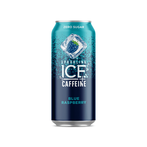 Sparkling ICE Naturally Flavored Sparkling Water + Caffeine, Blue Raspberry, 16oz Cans (Pack Of 12) - Oasis Snacks