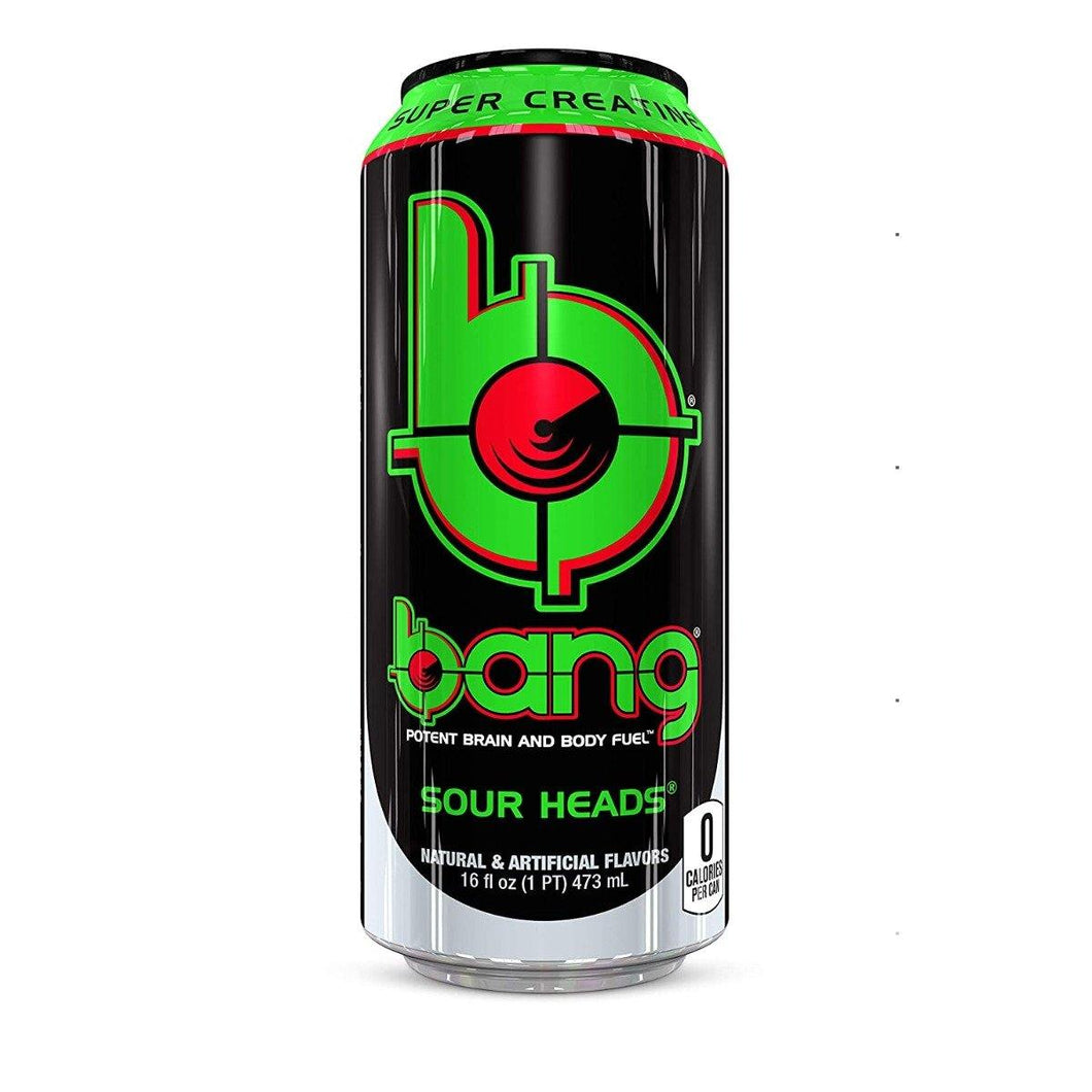 BANG Energy Drink, Sour Heads, 16oz Cans (Pack of 12) - Oasis Snacks