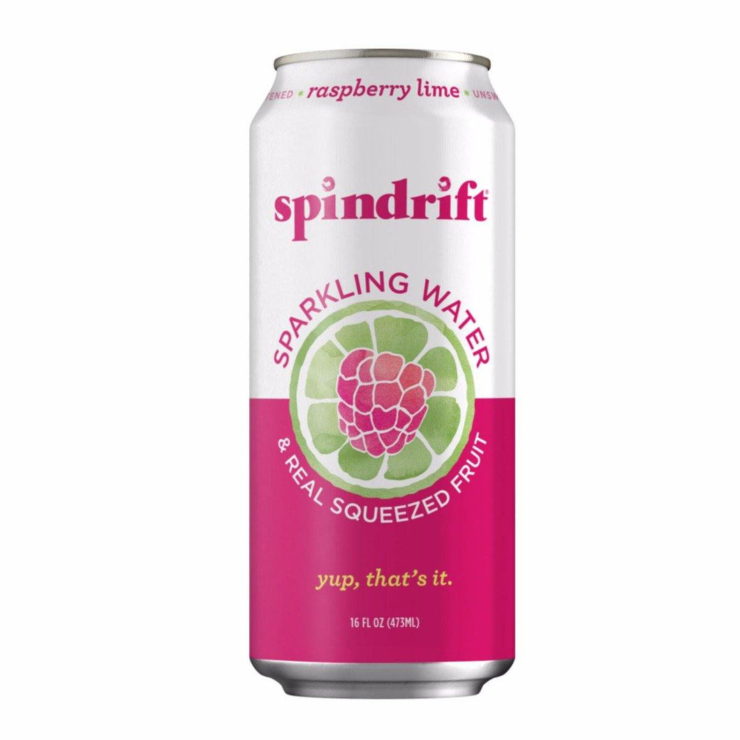 Spindrift Raspberry Lime Sparkling Water 16 oz Cans (Pack of 12) - Oasis Snacks