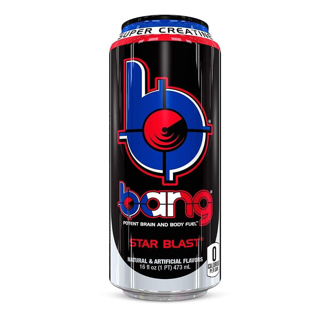 BANG Energy Drink, Star Blast, 16oz Cans (Pack of 12) - Oasis Snacks