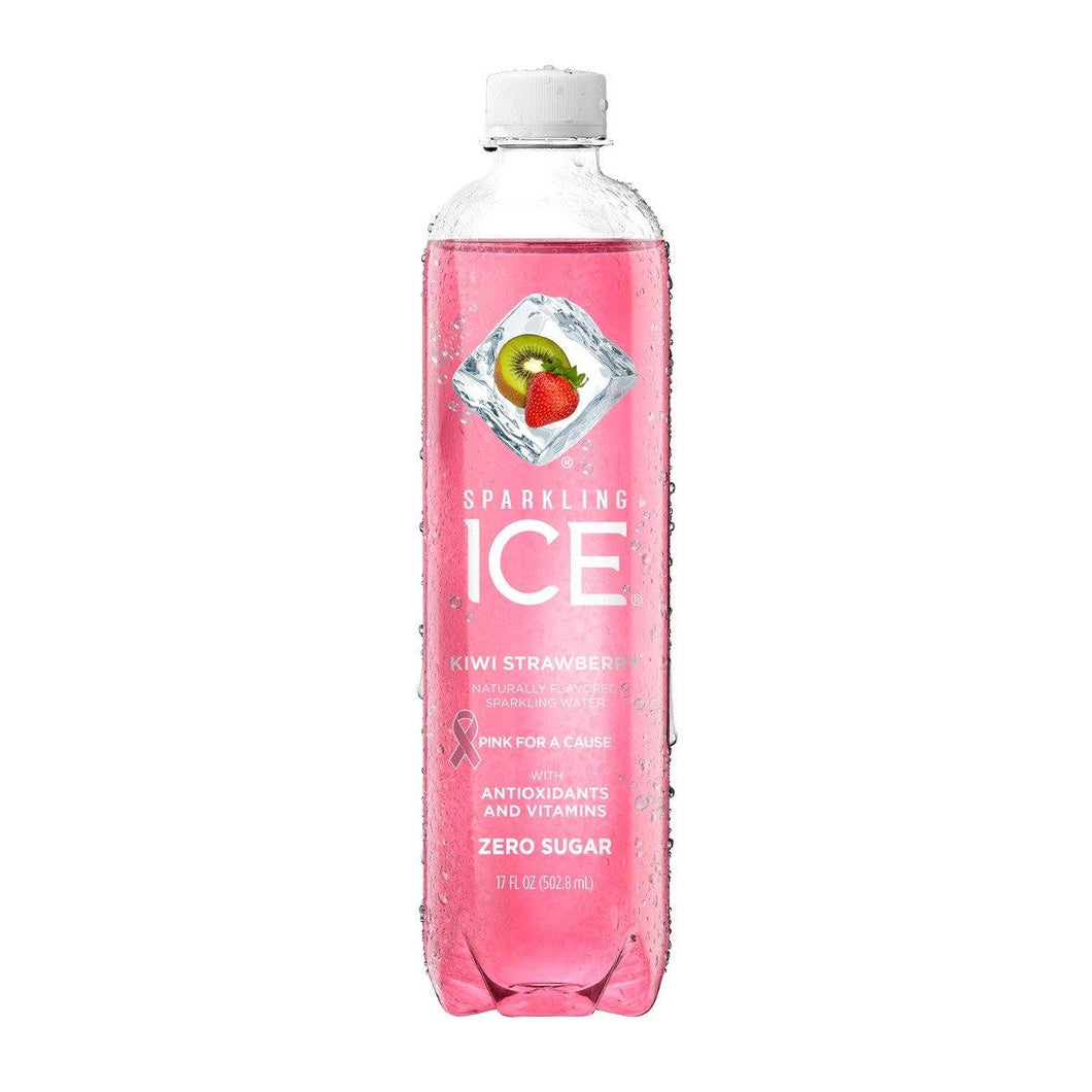 Sparkling Ice Naturally Flavored Sparkling Water, Kiwi Strawberry, 17 oz (Pack of 12) - Oasis Snacks