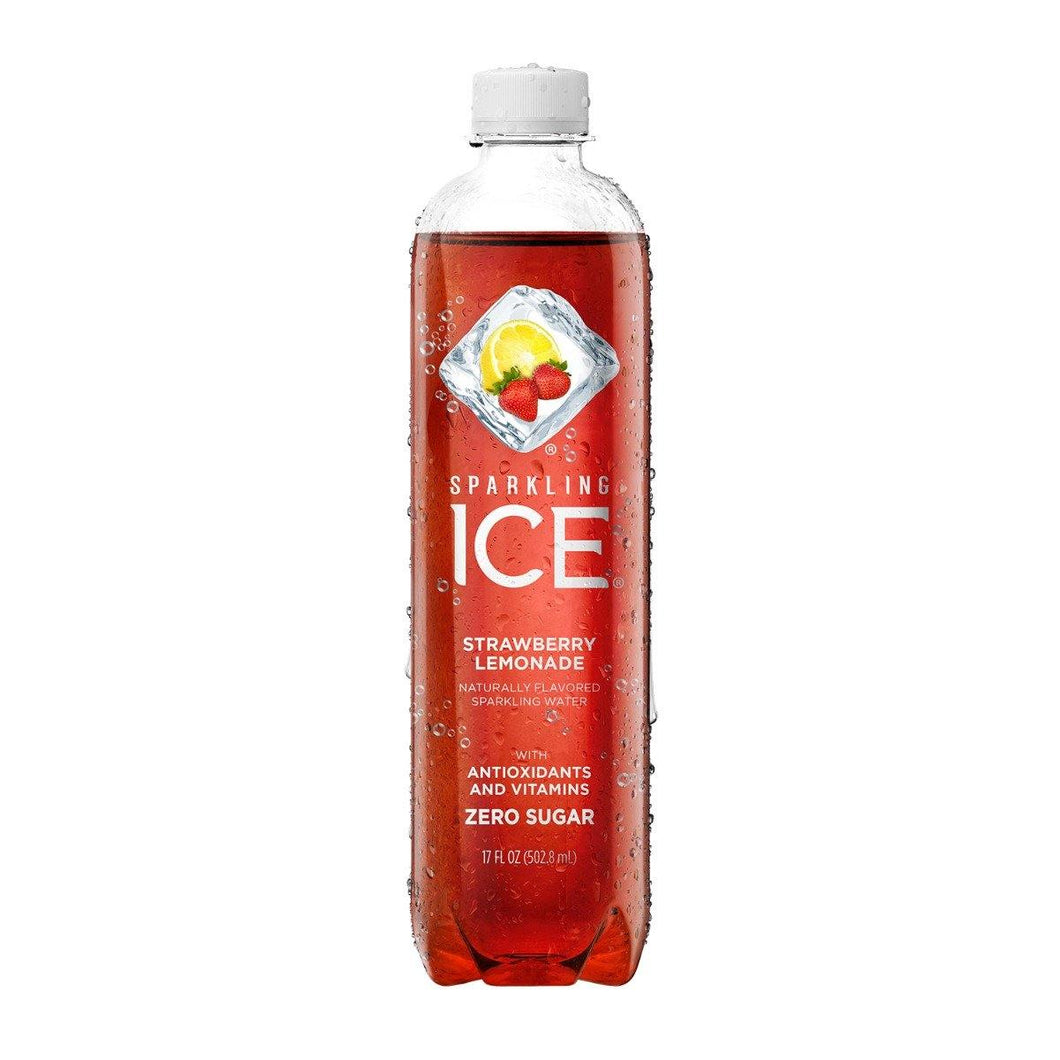 Sparkling Ice Lemonade Naturally Flavored Sparkling Water, Strawberry Lemonade, 17 oz (Pack of 12) - Oasis Snacks