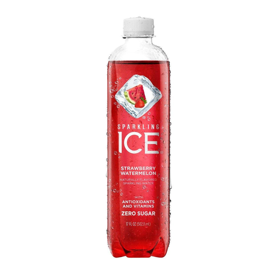 Sparkling Ice Naturally Flavored Sparkling Water, Strawberry Watermelon, 17 oz (Pack of 12) - Oasis Snacks