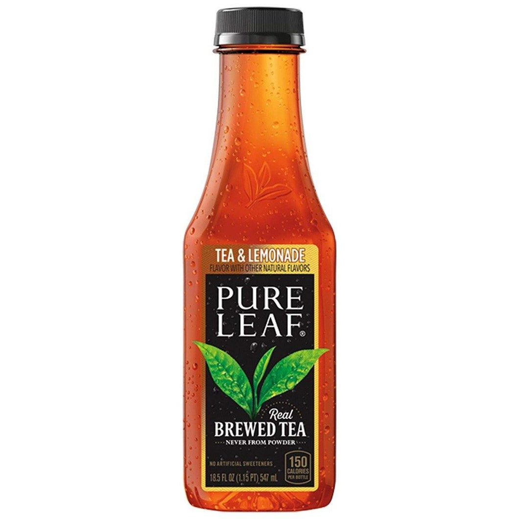Pure Leaf Real Brewed Black Iced Tea, Tea and Lemonade, 18.5 Fl. Oz (Pack Of 12) - Oasis Snacks