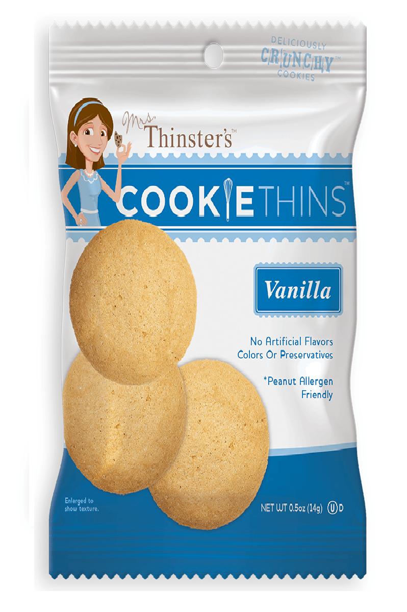 Thinsters Cookie Thins, Cake Batter/Vanilla Bean, Snack Size, 1.5 Ounce Bag, Pack of 8 - Oasis Snacks