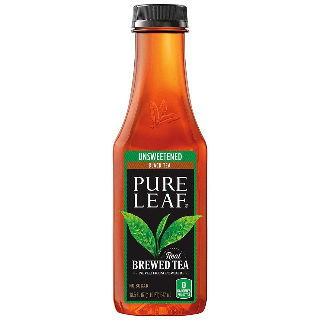 Pure Leaf Real Brewed Black Iced Tea, Unsweetened, 18.5 Fl. Oz (Pack Of 12) - Oasis Snacks