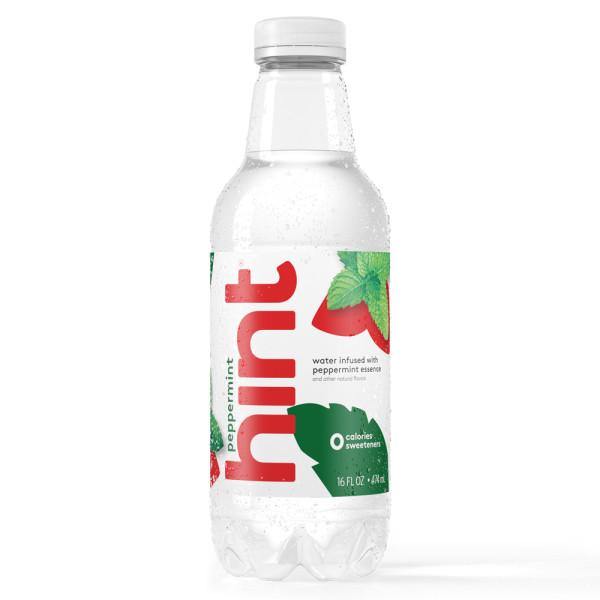 Hint Premium Peppermint Unsweetened Essence Water 16 oz Plastic Bottles (12 Pack) - Oasis Snacks