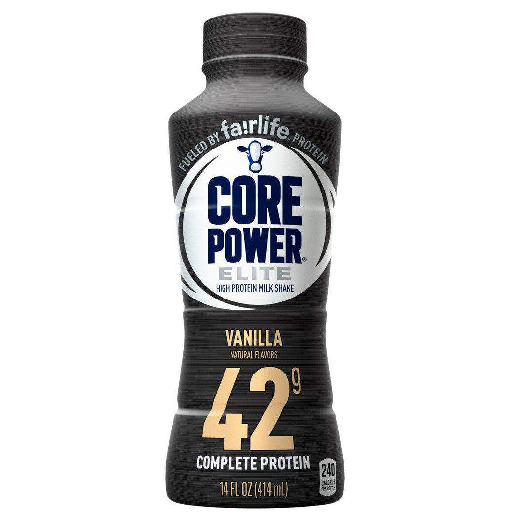 Core Power Elite High Protein, 42g Protein, Milk Shake, VANILLA, 14 oz (Pack of 12) - Oasis Snacks