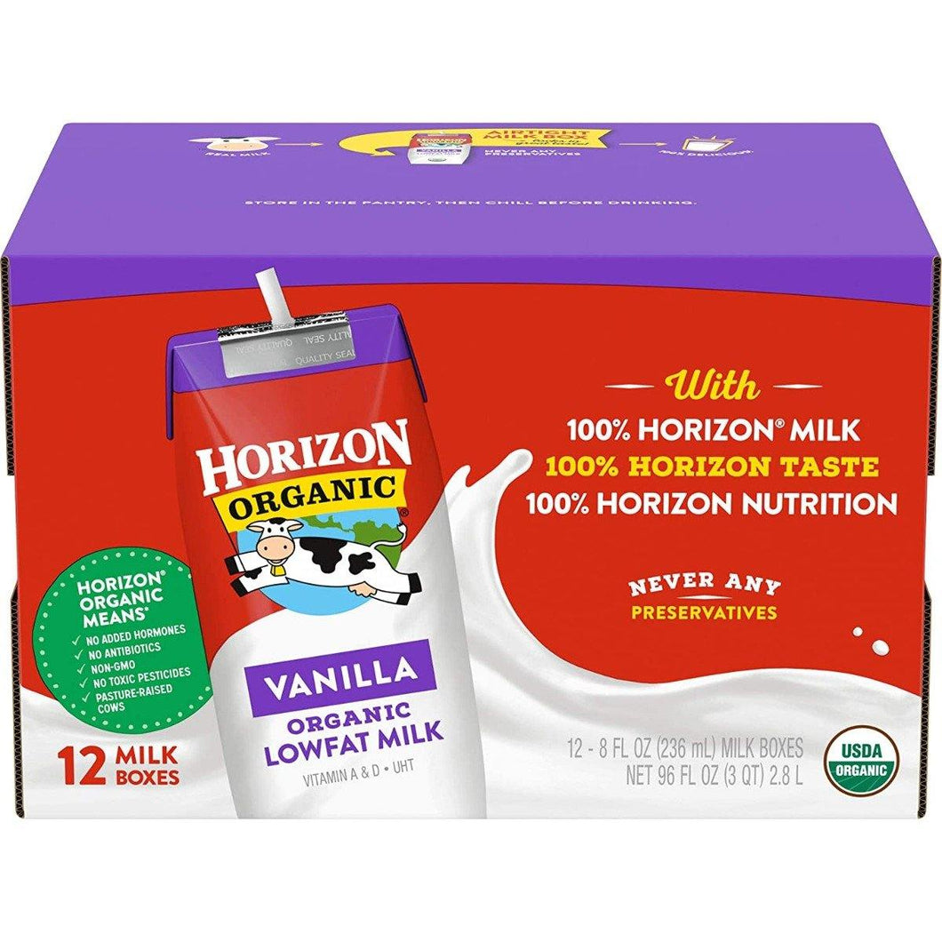 Horizon Organic, Lowfat Milk, Vanilla, 8oz (Pack of 12) - Oasis Snacks