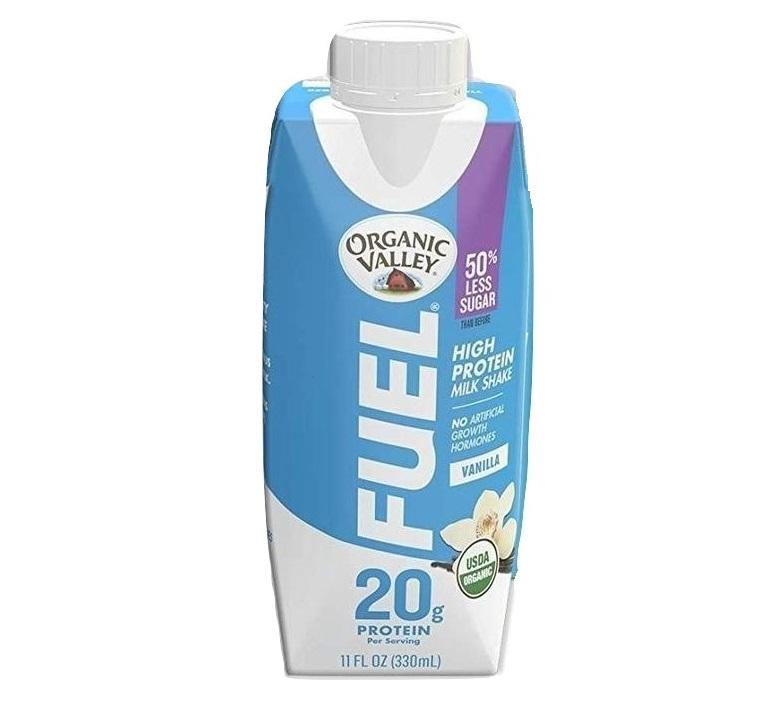 Organic Valley Fuel High Protein Milk Shake, 20G Protein, Vanilla, 11 oz (Pack of 12) - Oasis Snacks