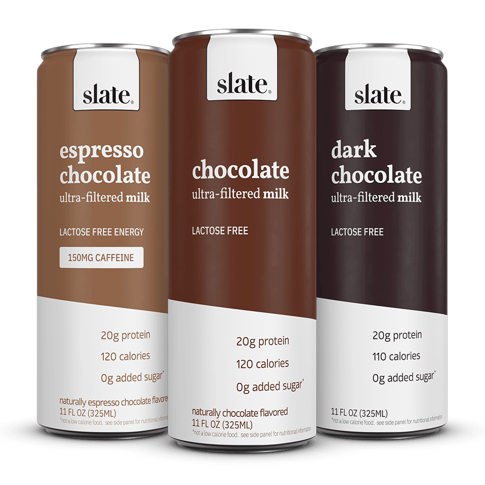 Slate High Protein,Chocolate Milk, 3 Flavor Variety, 11 oz Can (Pack of 12) - Oasis Snacks