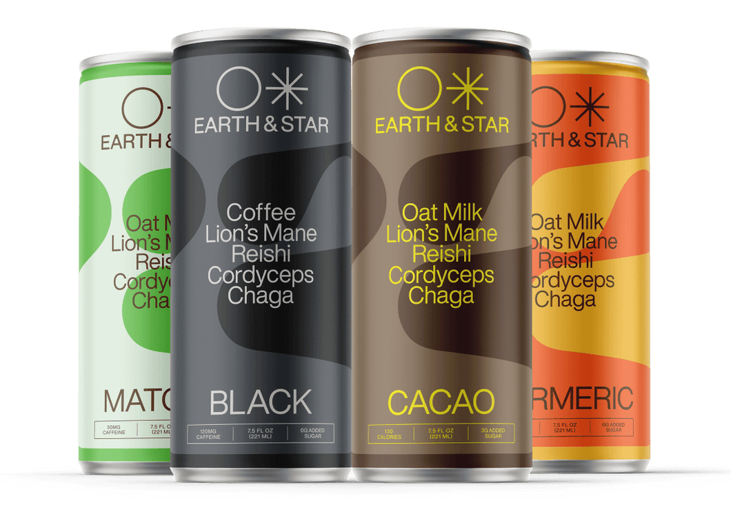 Earth & Star Organic Adaptogen Latte, 4 Flavor Variety, 8oz (Pack of 12) - Oasis Snacks