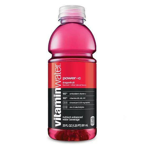 vitaminwater Electrolyte Enhanced Water, Power-C Dragonfruit, 20 oz (Pack of 12) - Oasis Snacks