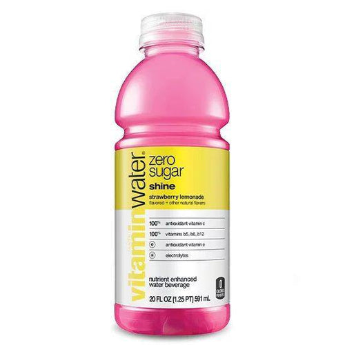 vitaminwater Zero Electrolyte Enhanced Water, Shine Strawberry Lemonade, 20 oz (Pack of 12) - Oasis Snacks