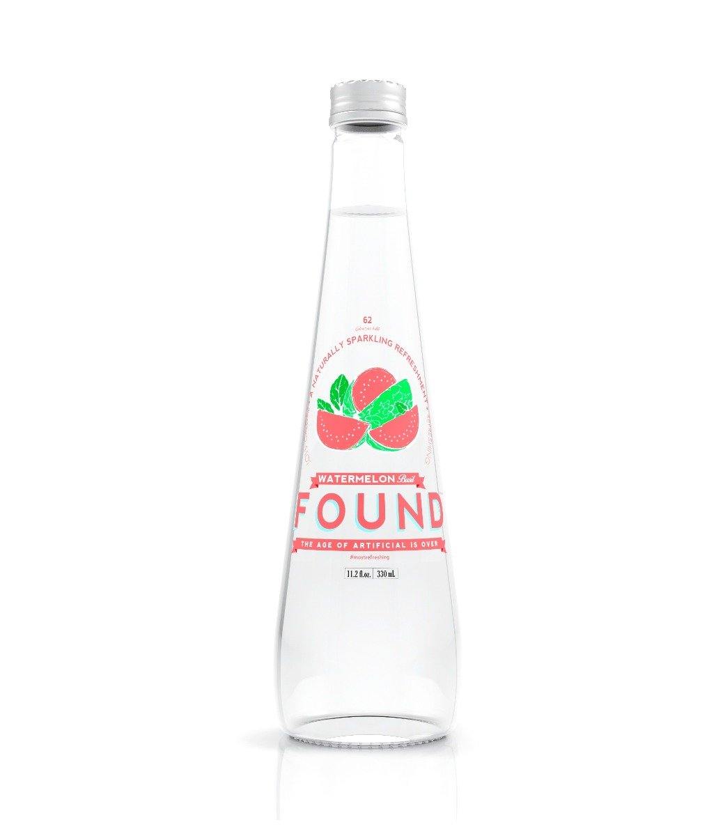 Found Infused Sparkling Water, Watermelon & Basil, 11.2 oz (Pack of 12) - Oasis Snacks