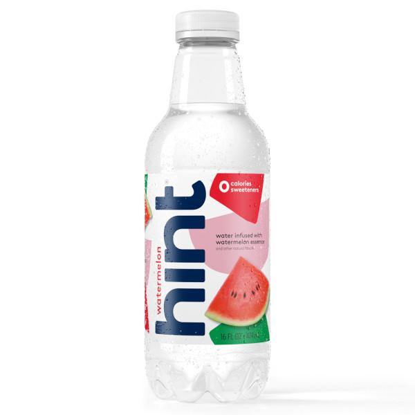 Hint Premium Watermelon Unsweetened Essence Water 16 oz Plastic Bottles (12 Pack) - Oasis Snacks